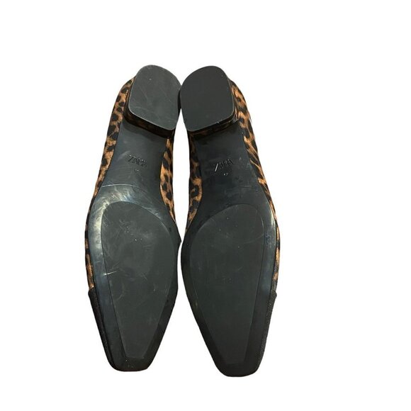 ZARA Cap Toe Animal Print Ballet Flat Leopard 10.5 Excellent Condition - Picture 4 of 6